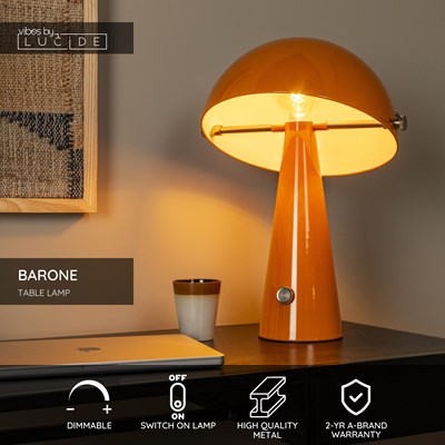 Lucide BARONE - Table lamp - Ø 38 cm - 1xE27 - Orange | Vibes